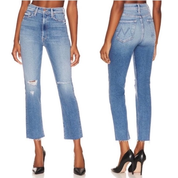 Mother High Waisted Rider Ankle Fray Party Like A - Picture 1 of 8